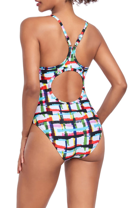 Adoretex Girl's/Women's Printed One Piece Thin Strap Athletic Swimsuit (FN051)