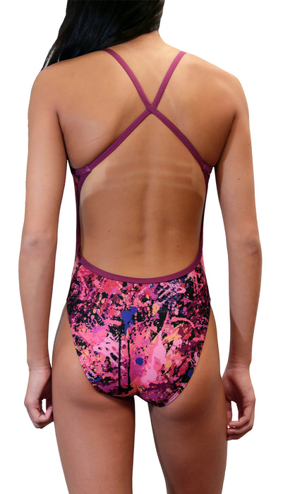 Adoretex Girl's/Women's Printed One Piece Thin Strap Athletic Swimsuit (FN035)