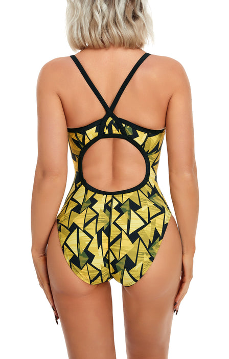 Adoretex Girl's/Women's Printed One Piece Thin Strap Athletic Swimsuit (FN036A)