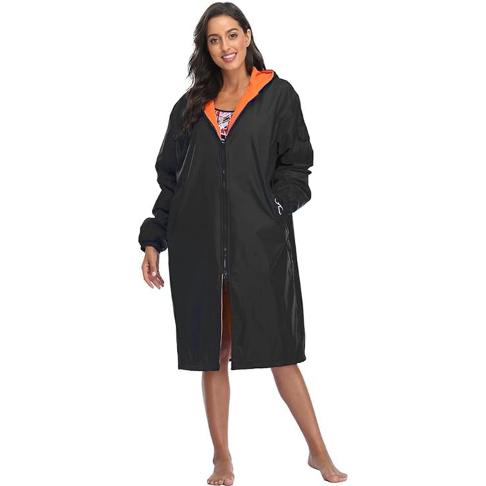 Adoretex Unisex Water Resistant Swim Parka for Adults and Kids Orange Lining (PK005)