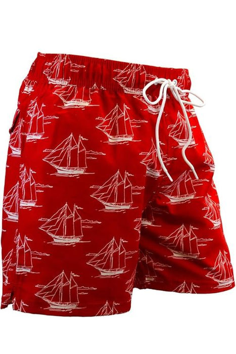 Adoretex Men's Sailing Boat Printed Beach Board Shorts (MP015)
