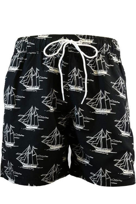 Adoretex Men's Sailing Boat Printed Beach Board Shorts (MP015)