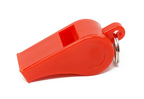 Adoretex Sport Guard Pea Coach Plastic Whistle With Lanyard (WK003S) Red - six pack