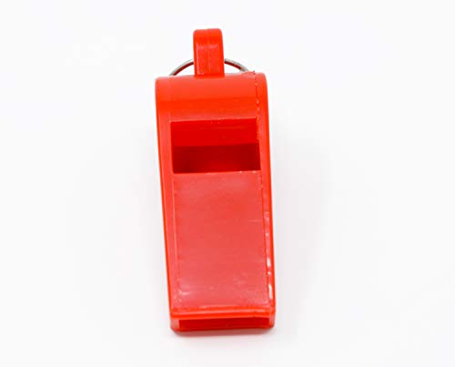Adoretex Sport Guard Pea Coach Plastic Whistle With Lanyard (WK003S) Red - six pack