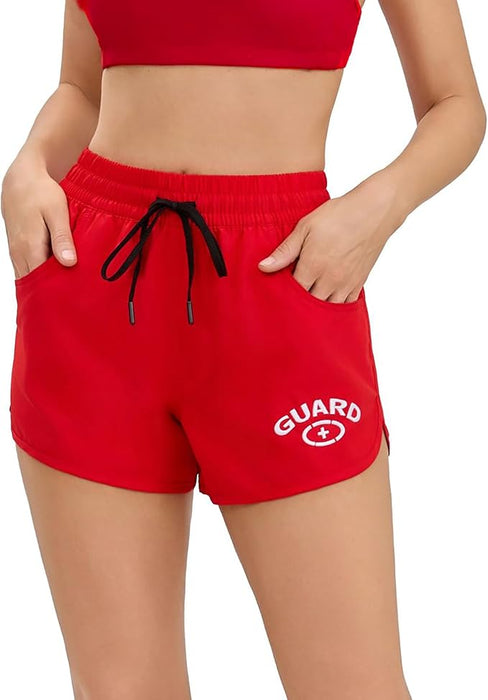 Adoretex Women's Guard 4-Ways Stretch Quick Dry Swim Boardshorts, Elastic Waistband Lightweight Swim Shorts with Side Pockets