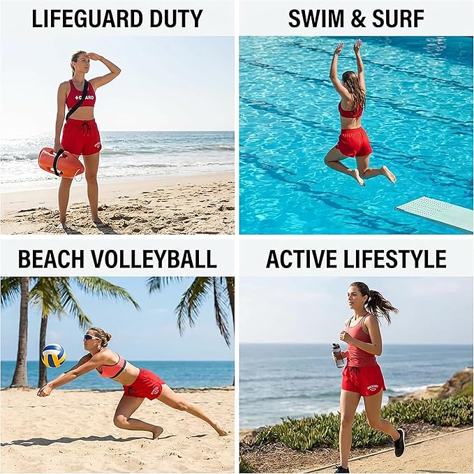 Adoretex Women's Guard 4-Ways Stretch Quick Dry Swim Boardshorts, Elastic Waistband Lightweight Swim Shorts with Side Pockets