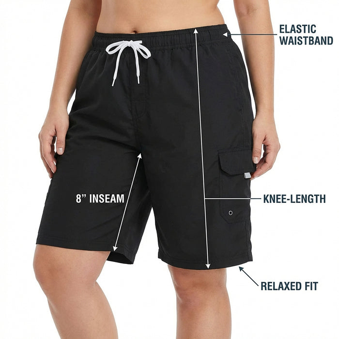 Adoretex Women's Plus Size Solid Swim Board Shorts (FB007P)