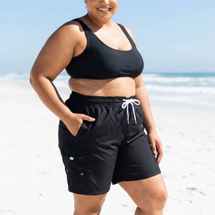 Adoretex Women's Plus Size Solid Swim Board Shorts (FB007P)