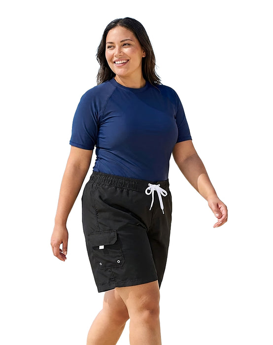 Adoretex Women's Plus Size Solid Swim Board Shorts (FB007P)