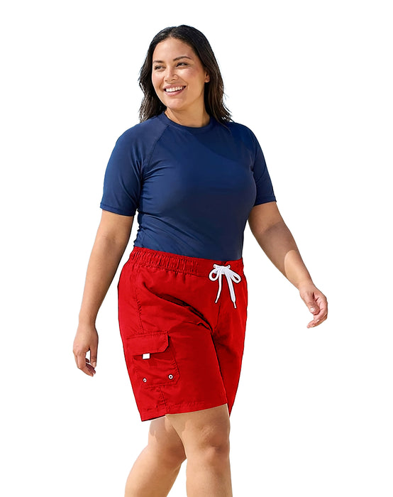 Adoretex Women's Plus Size Solid Swim Board Shorts (FB007P)