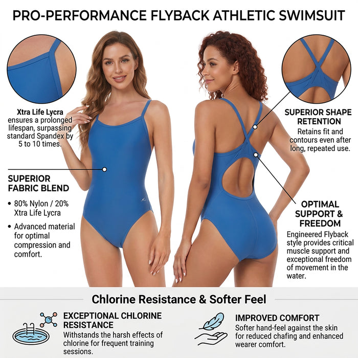 Adoretex Girl's / Women's Solid Pro One-Piece Athletic Sports Racing Swimwear (FN001)