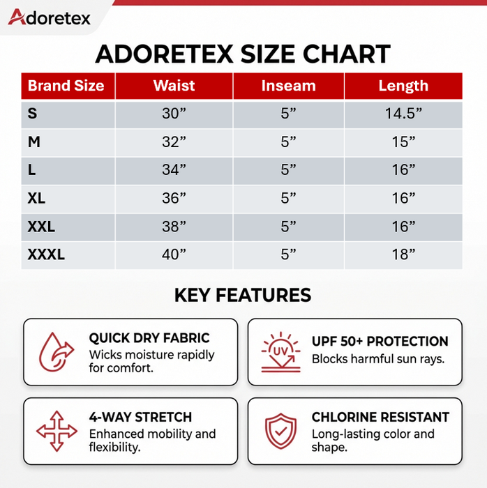 Adoretex Men's Guard Swim Shorts With Compression Liner (MG013)