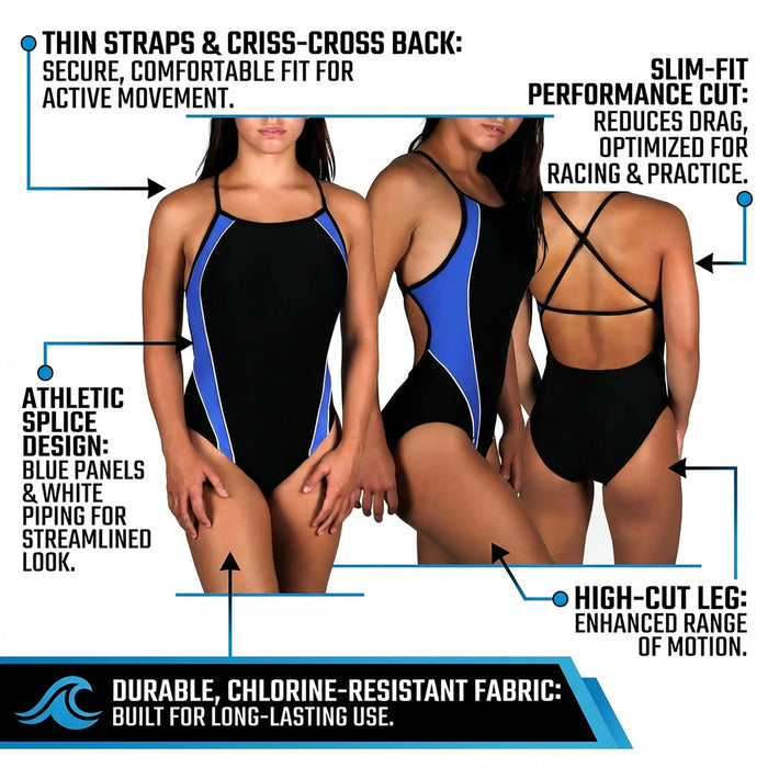Adoretex Pro Girl's Women's One-Piece Thin Strap Athletic Racing Swimsuit for Swim Team Practice & Competition(FN013)