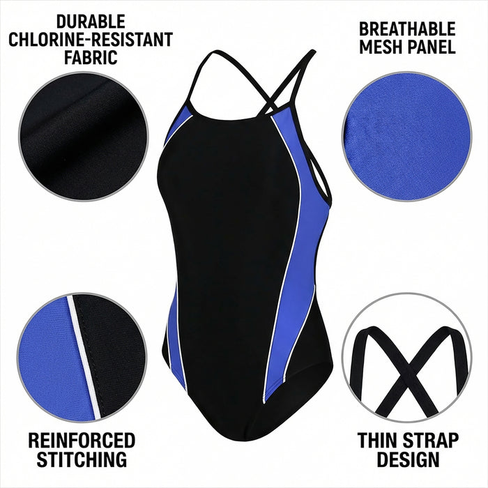 Adoretex Pro Girl's Women's One-Piece Thin Strap Athletic Racing Swimsuit for Swim Team Practice & Competition(FN013)